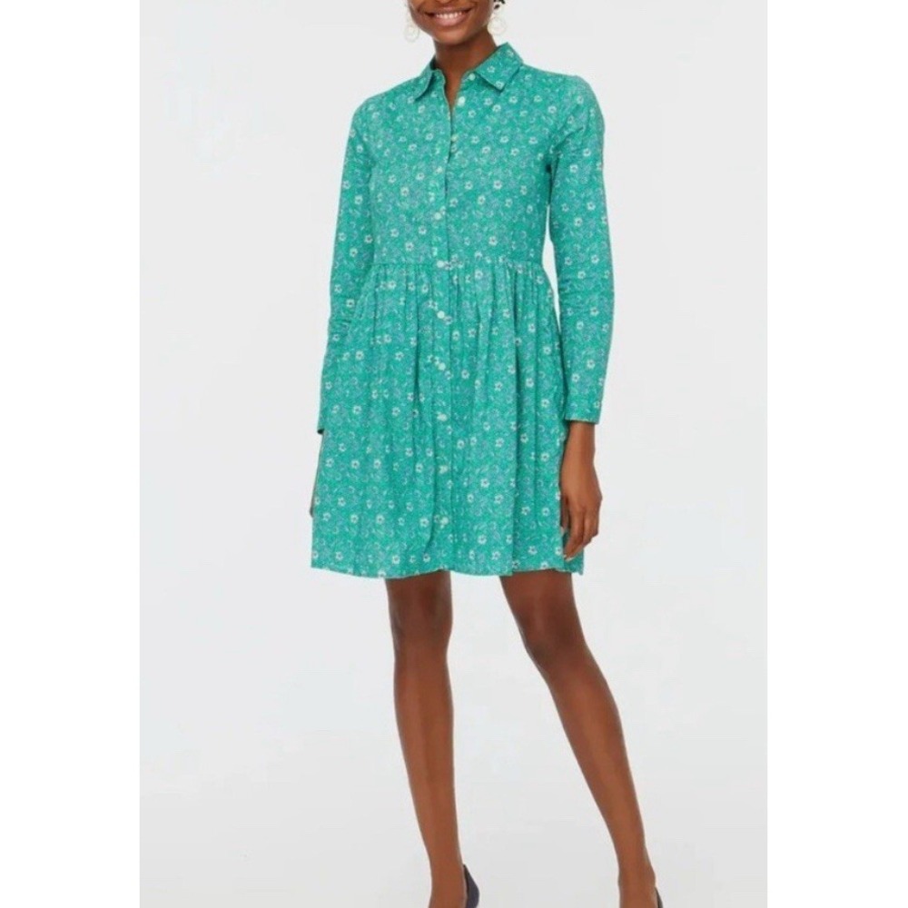 J. Crew Teal Floral Mini Dress